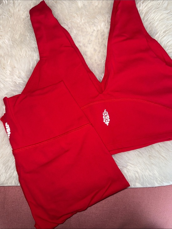 FP Movement by Free People Pants - FP Movement by Free People Red V-Neck Sports Bra & Leggings Set